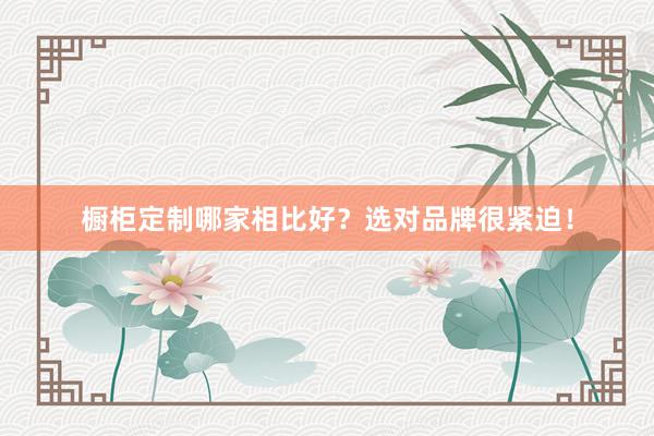 橱柜定制哪家相比好？选对品牌很紧迫！