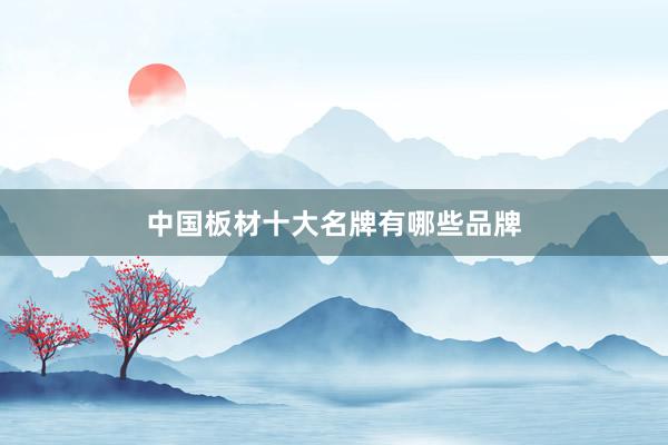 中国板材十大名牌有哪些品牌